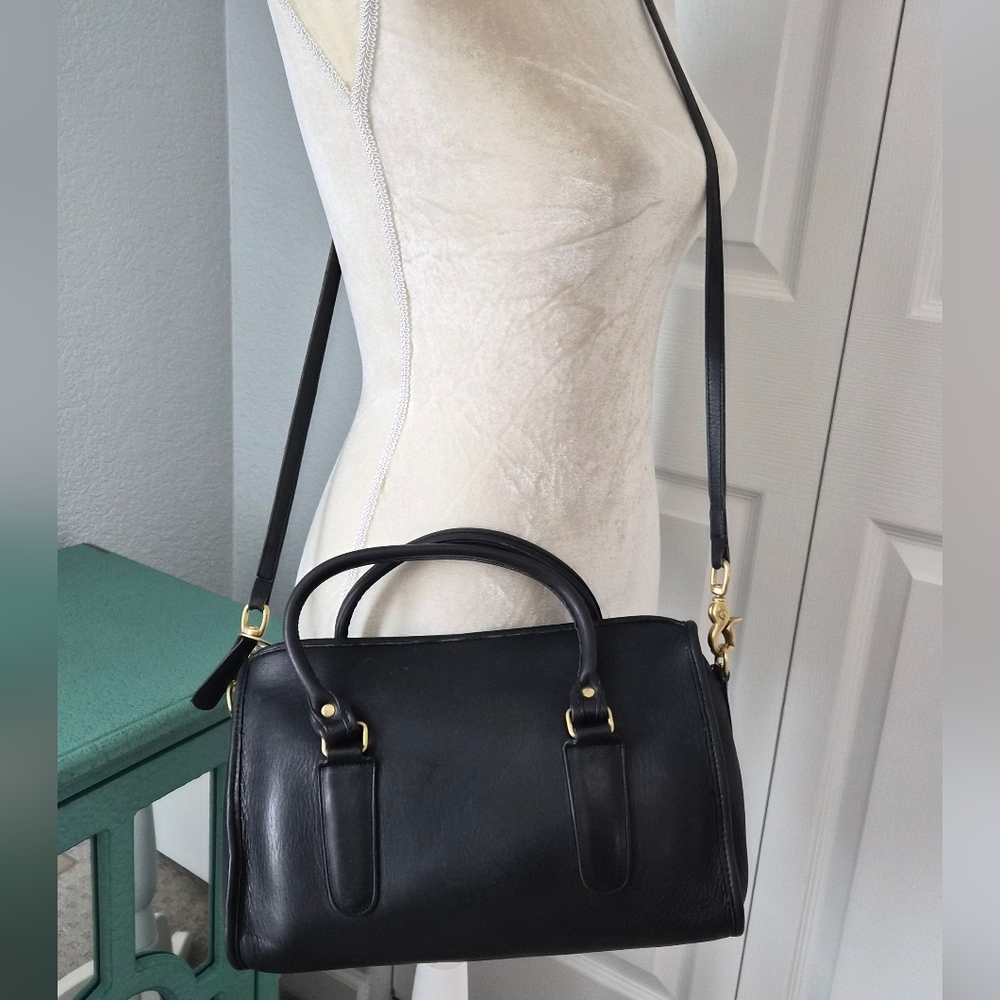 Vintage 80s Coach Madison Leather Satchel Crossbody Bag Black + Dust Bag - Picture 14 of 16